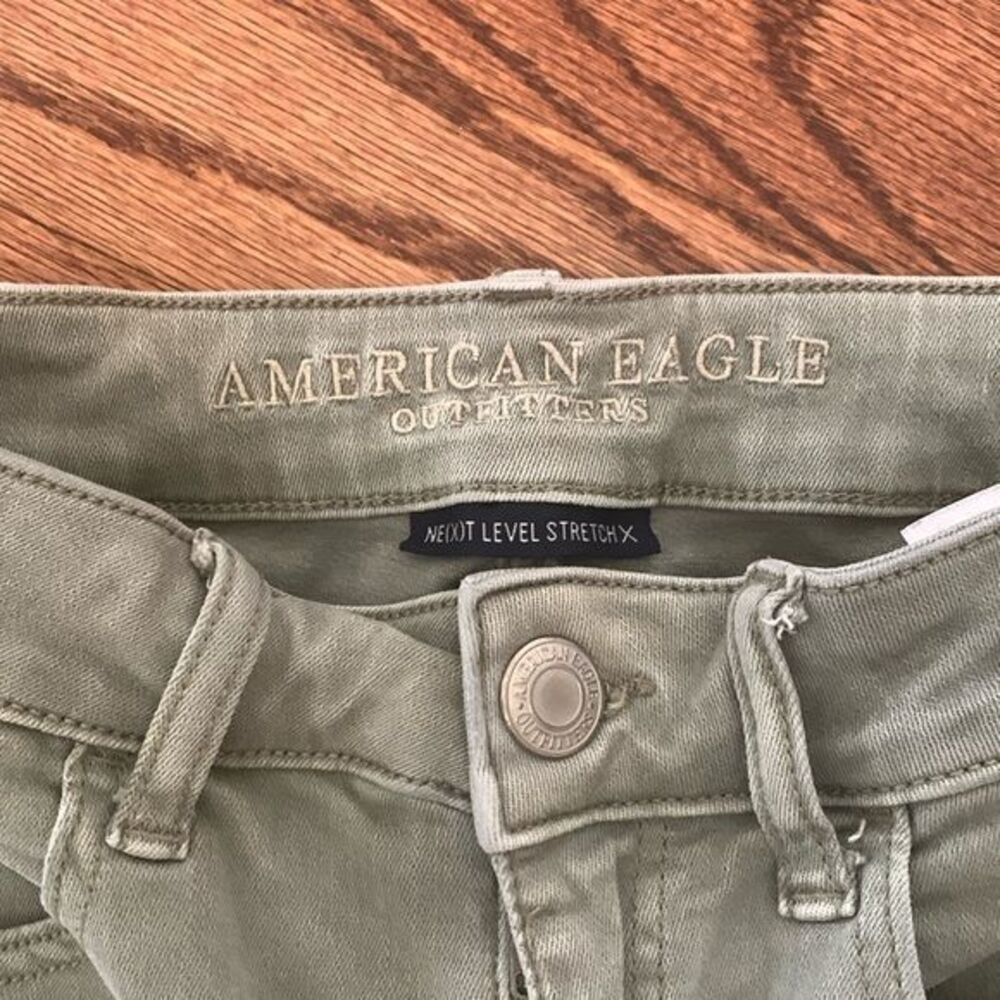 American Eagle Classic 5 Pocket Next Level Stretch Sage Green Skinny Jeans SZ 8 - Picture 2 of 11
